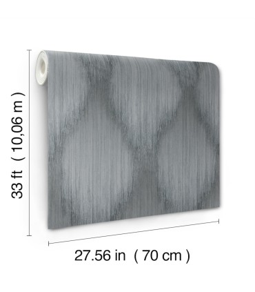 MA35804 - Starfall Pewter Metallic Ikat Wallpaper-Opulent Accents