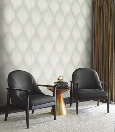 MA35803 - Starfall Sage Metallic Ikat Wallpaper-Opulent Accents
