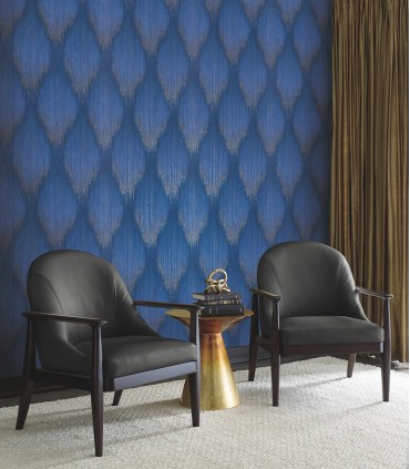 MA35808 - Starfall Sapphire Metallic Ikat Wallpaper-Opulent Accents