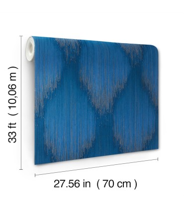 MA35808 - Starfall Sapphire Metallic Ikat Wallpaper-Opulent Accents