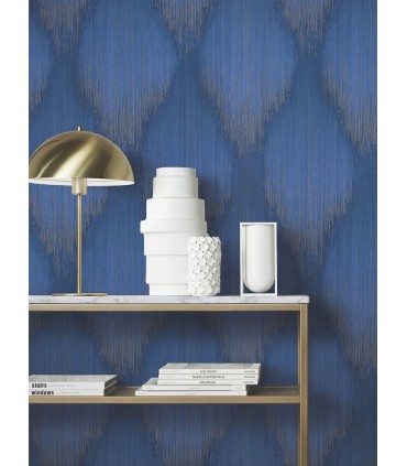 MA35808 - Starfall Sapphire Metallic Ikat Wallpaper-Opulent Accents