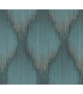 MA35806 - Starfall Teal Metallic Ikat Wallpaper-Opulent Accents