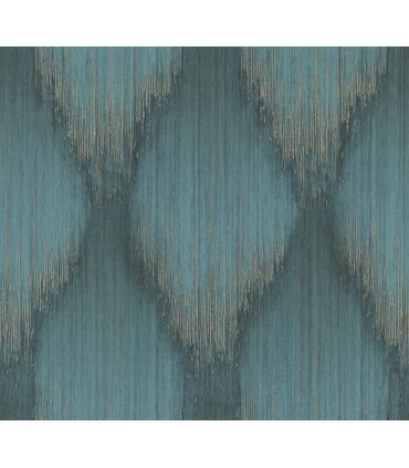 MA35806 - Starfall Teal Metallic Ikat Wallpaper-Opulent Accents