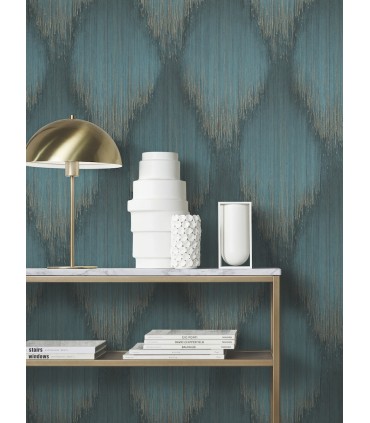 MA35806 - Starfall Teal Metallic Ikat Wallpaper-Opulent Accents