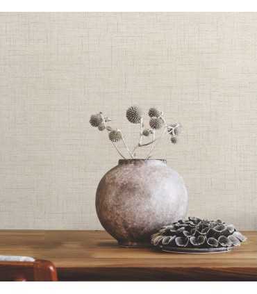 4207-5419 - Leon Beige Faux Fabric High Performance Wallpaper by Warner