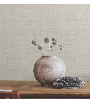 4195-5318 - Leon Light Grey Faux Fabric 54" Width Wallpaper-High Performance