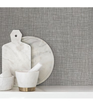 4195-5300 - Beau Dark Grey Faux Fabric  54" Width Wallpaper-High Performance