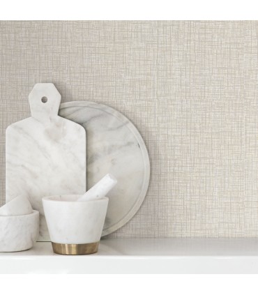 4195-5305 - Beau Grey Faux Fabric  54" Width Wallpaper-High Performance