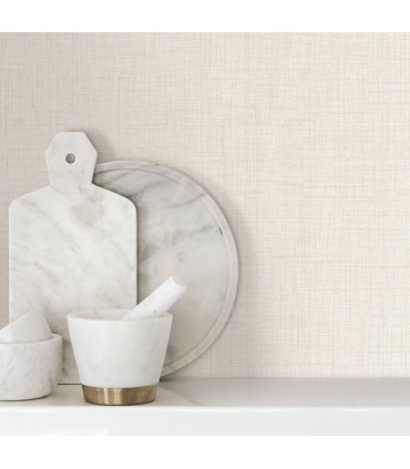 4195-5303 - Beau Beige Faux Fabric  54" Width Wallpaper-High Performance
