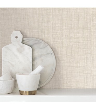 4195-5304 - Beau Light Brown Faux Fabric  54" Width Wallpaper-High Performance