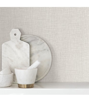 4195-5302 - Beau Light Grey Faux Fabric  54" Width Wallpaper-High Performance