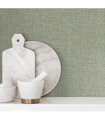4195-5306 - Beau Green Faux Fabric  54" Width Wallpaper-High Performance