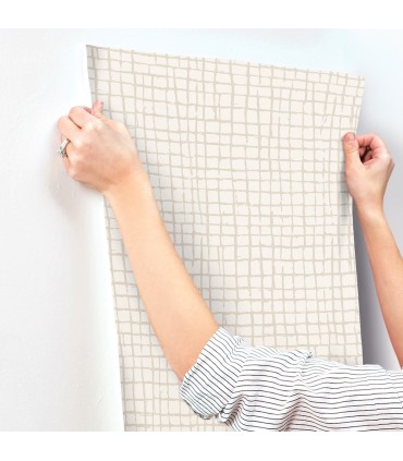 4177-27716 - Albin Beige Gridline Wallpaper-Drew and Jonathan