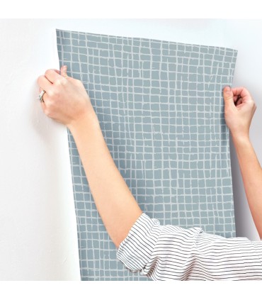 4177-27715 - Albin Sky Blue Gridline Wallpaper-Drew and Jonathan