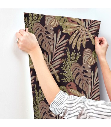 4177-27738 - Alocasia Burgundy Tropical Foliage Wallpaper-Drew and Jonathan