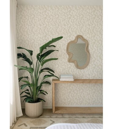 4177-27703 - Cipher Beige Geometric Faux Grasscloth Wallpaper-Drew and Jonathan