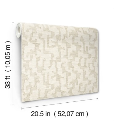 4177-27703 - Cipher Beige Geometric Faux Grasscloth Wallpaper-Drew and Jonathan