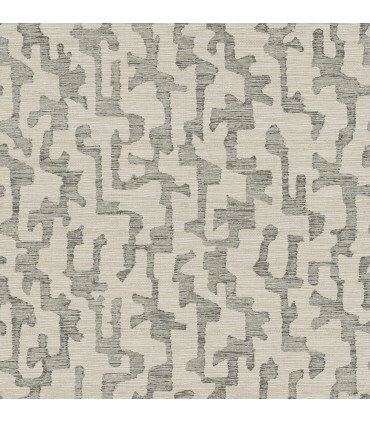 4177-27704 - Cipher Black Geometric Faux Grasscloth Wallpaper-Drew and Jonathan
