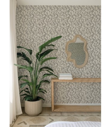 4177-27704 - Cipher Black Geometric Faux Grasscloth Wallpaper-Drew and Jonathan