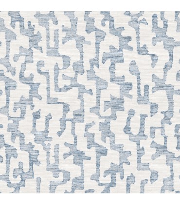 4177-27701 - Cipher Blue Geometric Faux Grasscloth Wallpaper-Drew and Jonathan