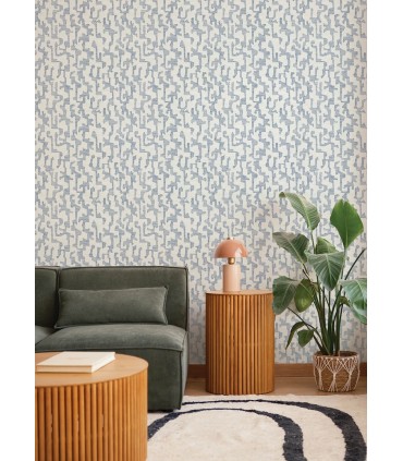4177-27701 - Cipher Blue Geometric Faux Grasscloth Wallpaper-Drew and Jonathan