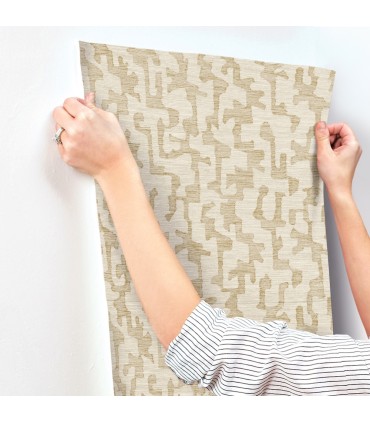 4177-27700 - Cipher Chestnut Geometric Faux Grasscloth Wallpaper-Drew and Jonathan