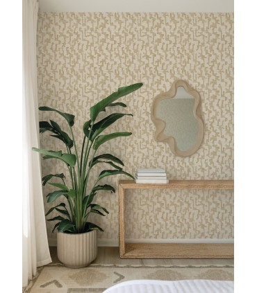 4177-27700 - Cipher Chestnut Geometric Faux Grasscloth Wallpaper-Drew and Jonathan