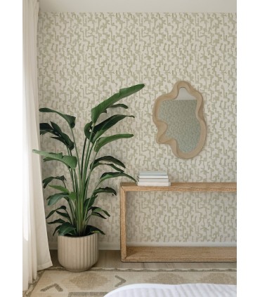 4177-27702 - Cipher Moss Geometric Faux Grasscloth Wallpaper-Drew and Jonathan