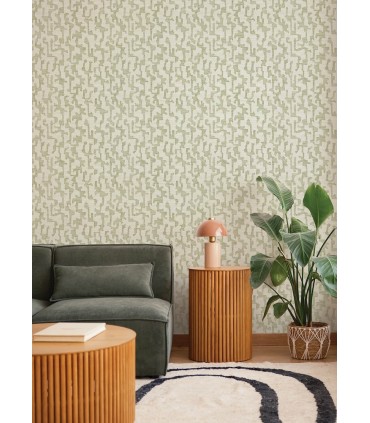 4177-27702 - Cipher Moss Geometric Faux Grasscloth Wallpaper-Drew and Jonathan