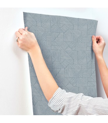 4177-83304 - Crescendo Blue Block Geometric Wallpaper-Drew and Jonathan