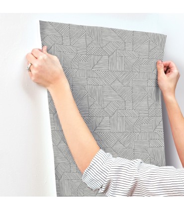 4177-83302 - Crescendo Dark Grey Block Geometric Wallpaper-Drew and Jonathan