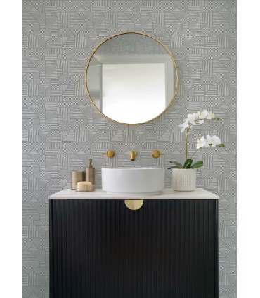 4177-83302 - Crescendo Dark Grey Block Geometric Wallpaper-Drew and Jonathan