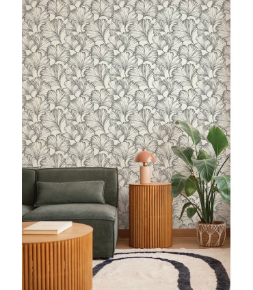 4177-27713 - Kyoto Charcoal Ginkgo Leaf Wallpaper-Drew and Jonathan
