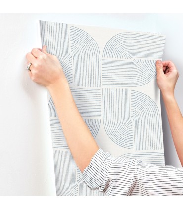 4177-27723 - Savoye Dark Blue Spiral Arches Wallpaper-Drew and Jonathan