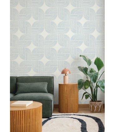 4177-27723 - Savoye Dark Blue Spiral Arches Wallpaper-Drew and Jonathan