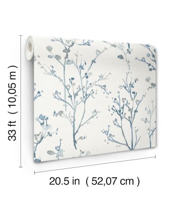 4177-27721 - Silverling Blue Budding Branches Wallpaper-Drew and Jonathan