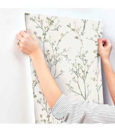 4177-27719 - Silverling Moss Budding Branches Wallpaper-Drew and Jonathan