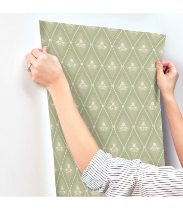 4201-48030 - Alma Moss Diamond Floral Wallpaper-Savanna by A Street