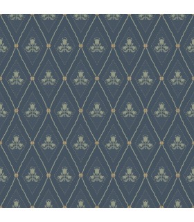 4201-48033 - Alma Navy Diamond Floral Wallpaper-Savanna by A Street