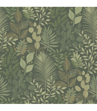 4201-20103 - Angslycka Dark Green Forest Botanicals Wallpaper-Savanna by A Street