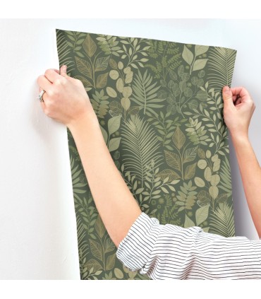 4201-20103 - Angslycka Dark Green Forest Botanicals Wallpaper-Savanna by A Street