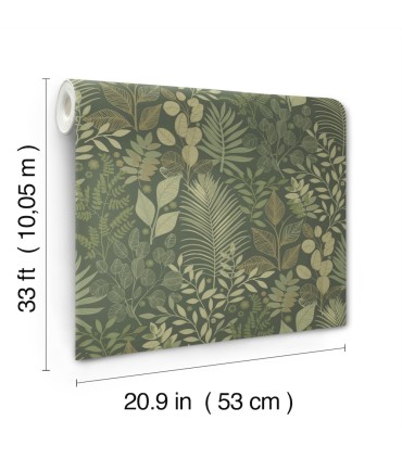 4201-20103 - Angslycka Dark Green Forest Botanicals Wallpaper-Savanna by A Street