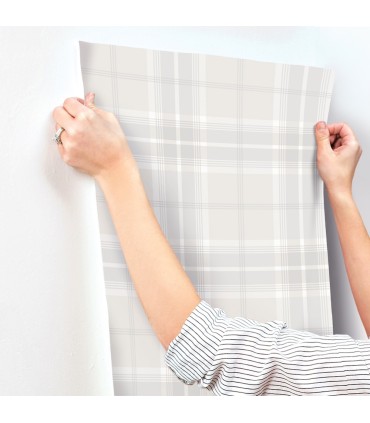 4201-92123 - Emma Dove Plaid Wallpaper-Savanna by A Street