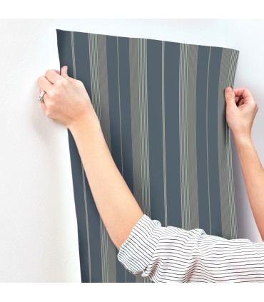 4201-20120 - Herrgard Navy Stripe Wallpaper-Savanna by A Street