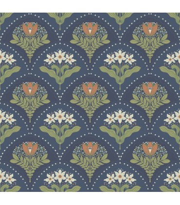 4201-48018 - Maj Navy Floral Damask Wallpaper-Savanna by A Street