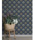 4201-48018 - Maj Navy Floral Damask Wallpaper-Savanna by A Street
