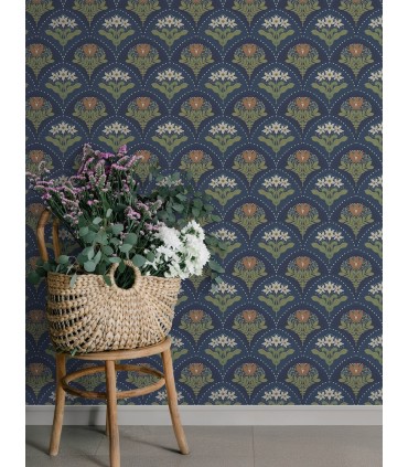 4201-48018 - Maj Navy Floral Damask Wallpaper-Savanna by A Street