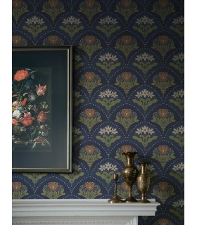 4201-48018 - Maj Navy Floral Damask Wallpaper-Savanna by A Street