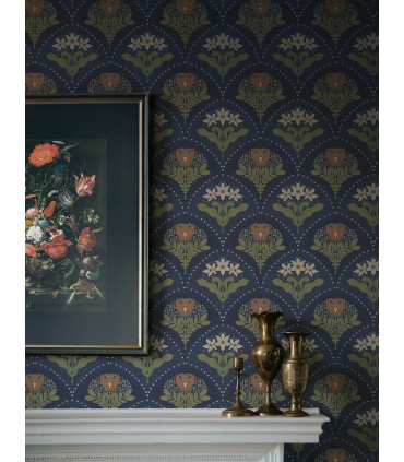 4201-48018 - Maj Navy Floral Damask Wallpaper-Savanna by A Street