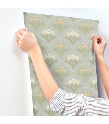 4201-48016 - Maj Sky Blue Floral Damask Wallpaper-Savanna by A Street